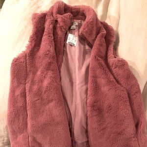 J. Crew Pink Faux Fur Vest Sz Small